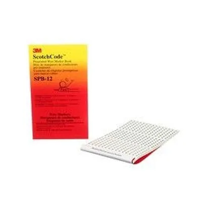 3M™ ScotchCode™ Pre-Printed Wire Marker Book SPB-12, black print on a white background highlights the characters