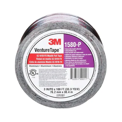 Cinta de Lámina Mastik UL181B-FX Venture Tape™ 3M™ 1580-P, Plateada, 3 in x 100 ft