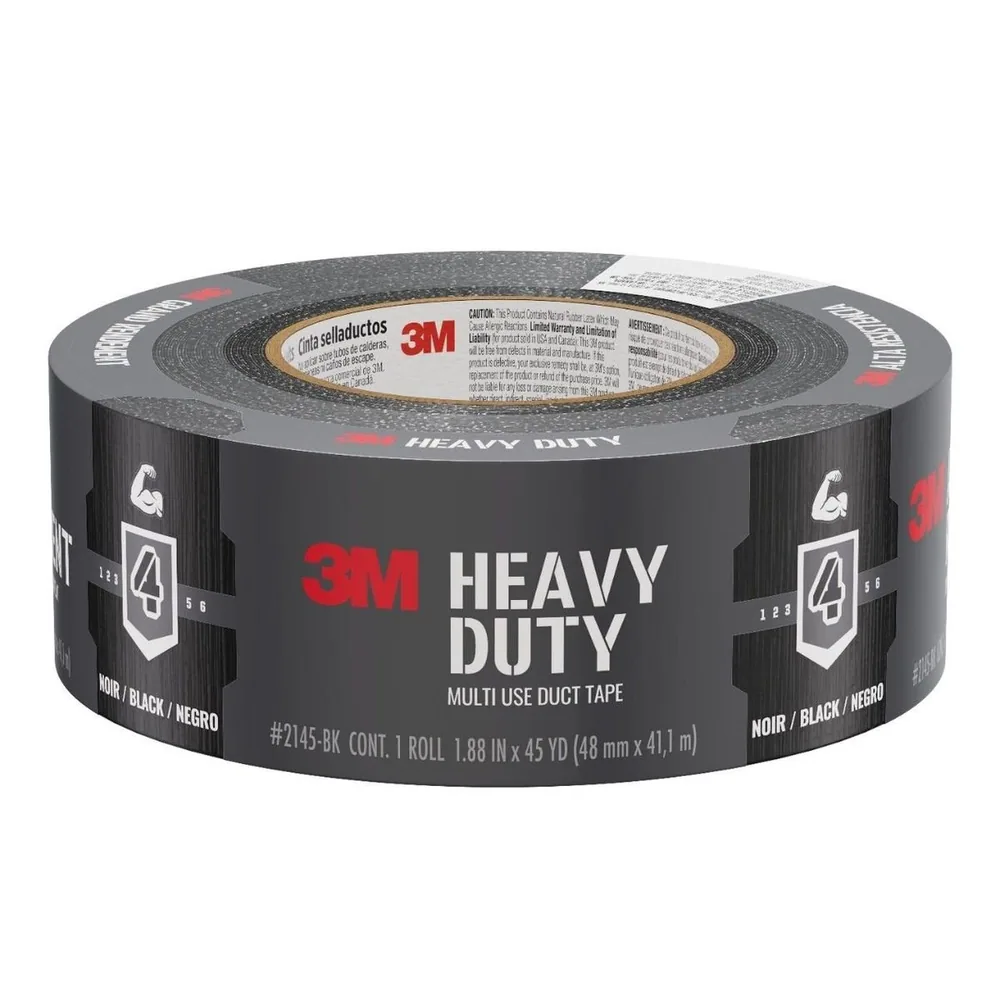 3M™ Cinta Ducto Resistente Negro 2145-BK, 1.88 in x 45 yd (48 mm x 41.1 m)