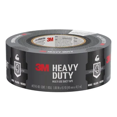 3M™ Cinta Ducto Resistente Negro 2145-BK, 1.88 in x 45 yd (48 mm x 41.1 m)
