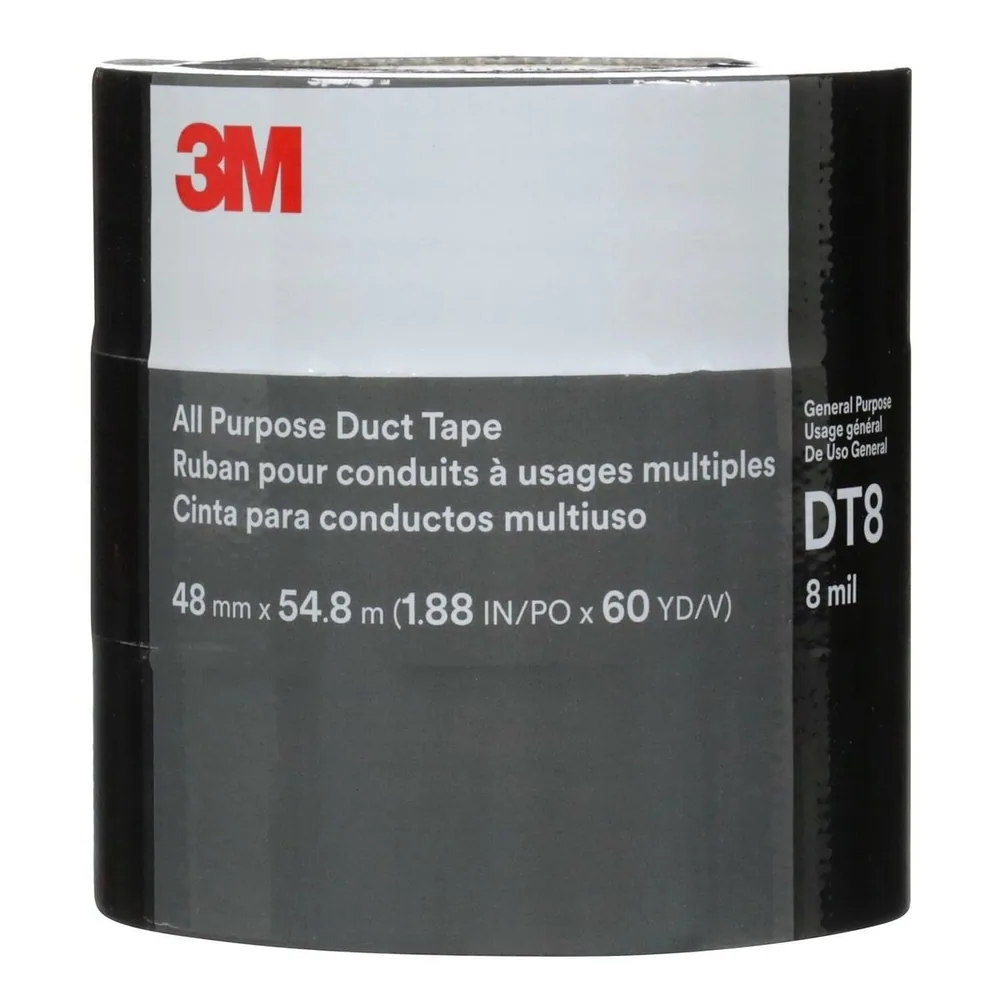 3M™ Cinta ducto multiuso DT8, Negro, 48 mm x 54.8 m, 8 mil (3M-53588)