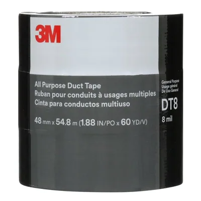 3M™ Cinta ducto multiuso DT8, Negro, 48 mm x 54.8 m, 8 mil (3M-53588)