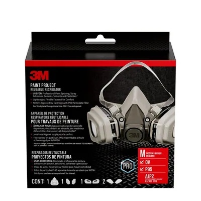 Respirador de Proyecto de Pintura OV/P95 de Desempeño 3M™ 6211P1-C-M, Tamaño Mediano, 1 pieza/paquete