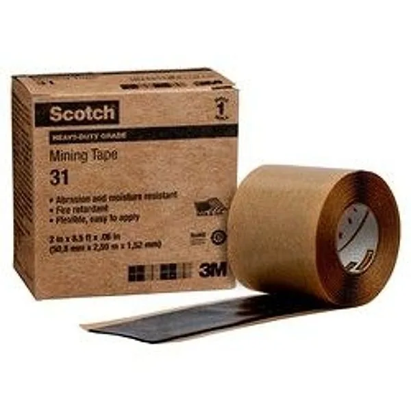 Cinta Scotch® Resistente para Minería 31, 2 in x 8-1/2 ft, Negro