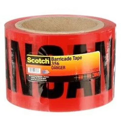 Cinta de Barricada Scotch® 356, PELIGRO, 3 in x 300 ft, Rojo