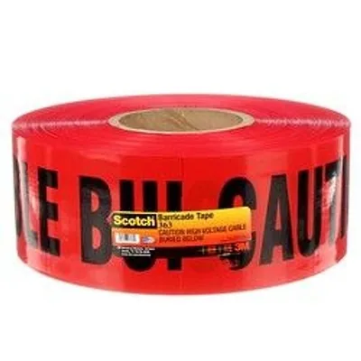 Cinta de Barricada Enterrada Scotch® 363, PRECAUCIÓN CABLE DE ALTO VOLTAJE ENTERRADO ABAJO, 3 in x 1000 ft, Rojo