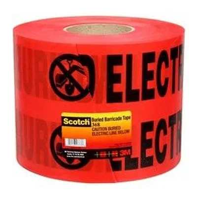 Cinta de Barricada Enterrada Scotch® 368, PRECAUCIÓN LÍNEA ELÉCTRICA ENTERRADA ABAJO, 6 in x 1000 ft, Rojo