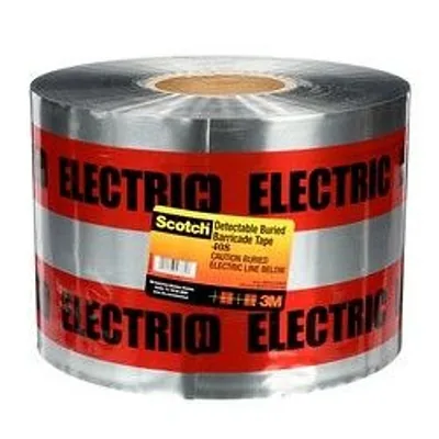 Cinta Scotch® de Barricada Enterrada Detectable 408, PRECAUCIÓN LÍNEA ELÉCTRICA ENTERRADA ABAJO, 6 in x 1000 ft, Rojo