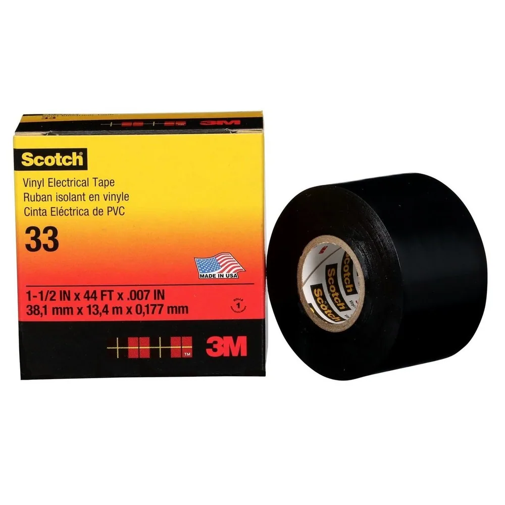 Scotch® Super 33+ Vinyl Electrical Tape, 1 1/2 in x 44 ft, 1 in Core, Black