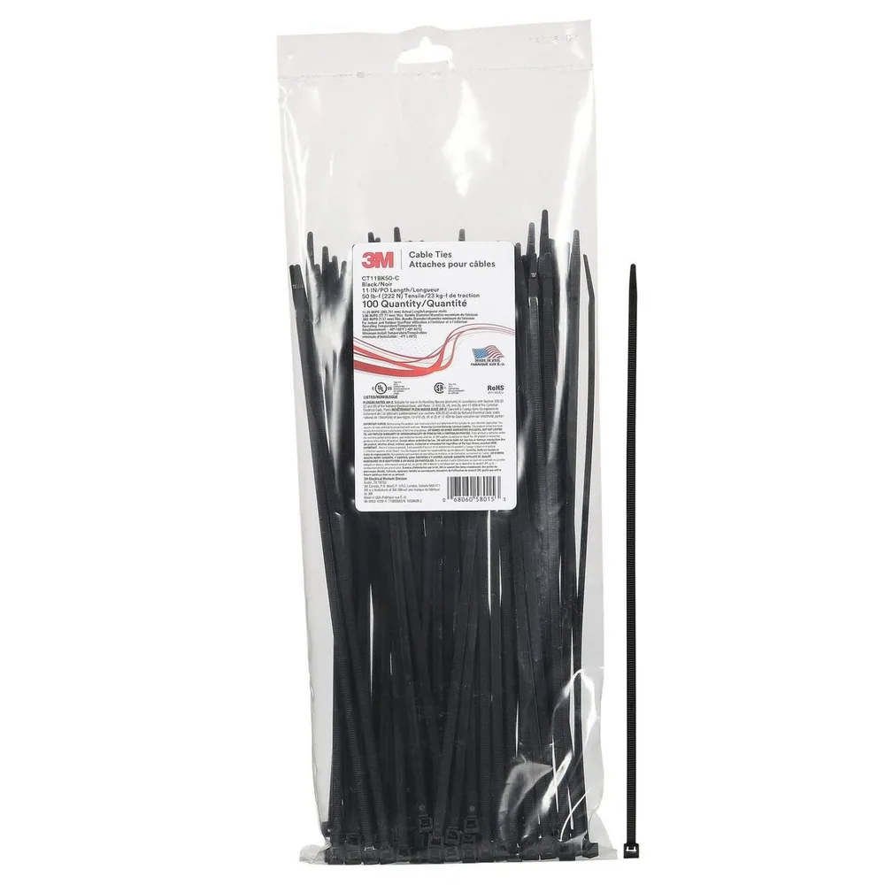 3M™ Cincho CT11BK50-C, Negro 11 pulgadas 50 lb, 100/Bolsa