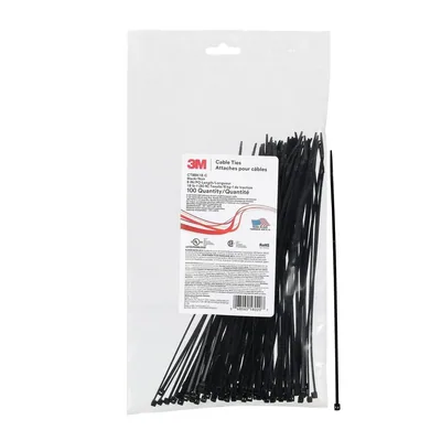 3M™ Cable Tie CT8BK18-C, Black 8 inch 18 lb, 100/Bag