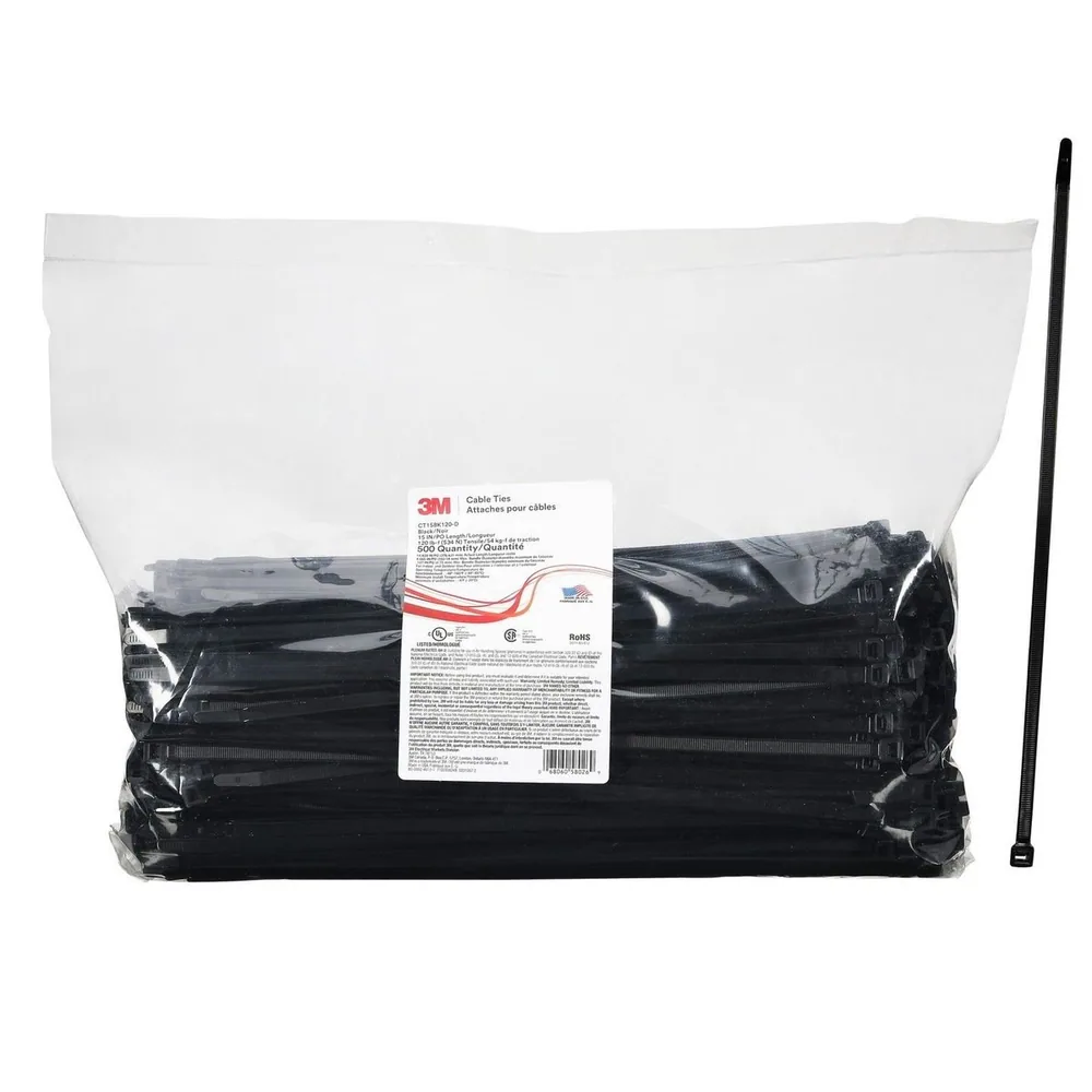 3M™ Cincho CT15BK120-D, Negro 120 lb, 500/Bolsa