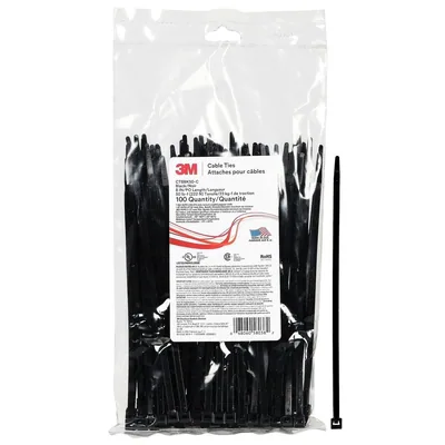 3M™ Cable Tie CT8BK50-C, Black 8 inch 50 lb