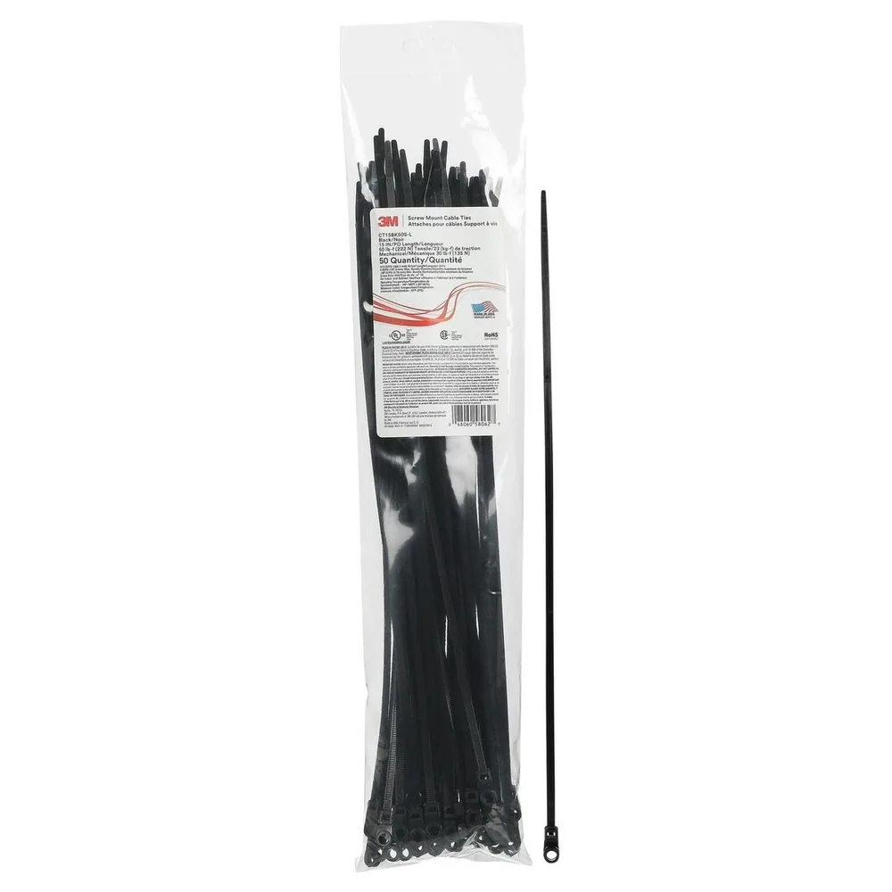 Cincho de Cable Montaje de Tornillo 3M™ CT15BK50S-L, Negro 15 pulgadas 50 lb
