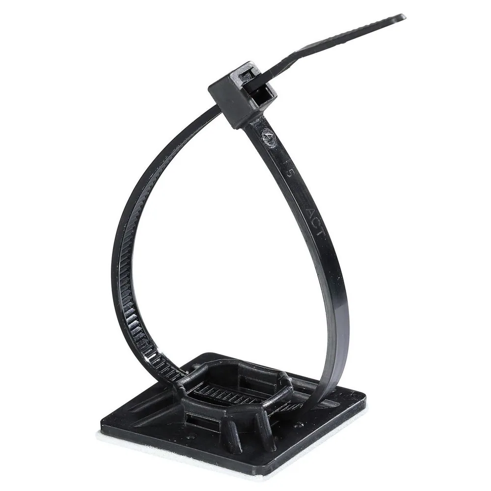 3M™ Base para Cincho CTB1X1BKA-C, Negro, 1 x 1, Montaje Adhesivo 4 Vías