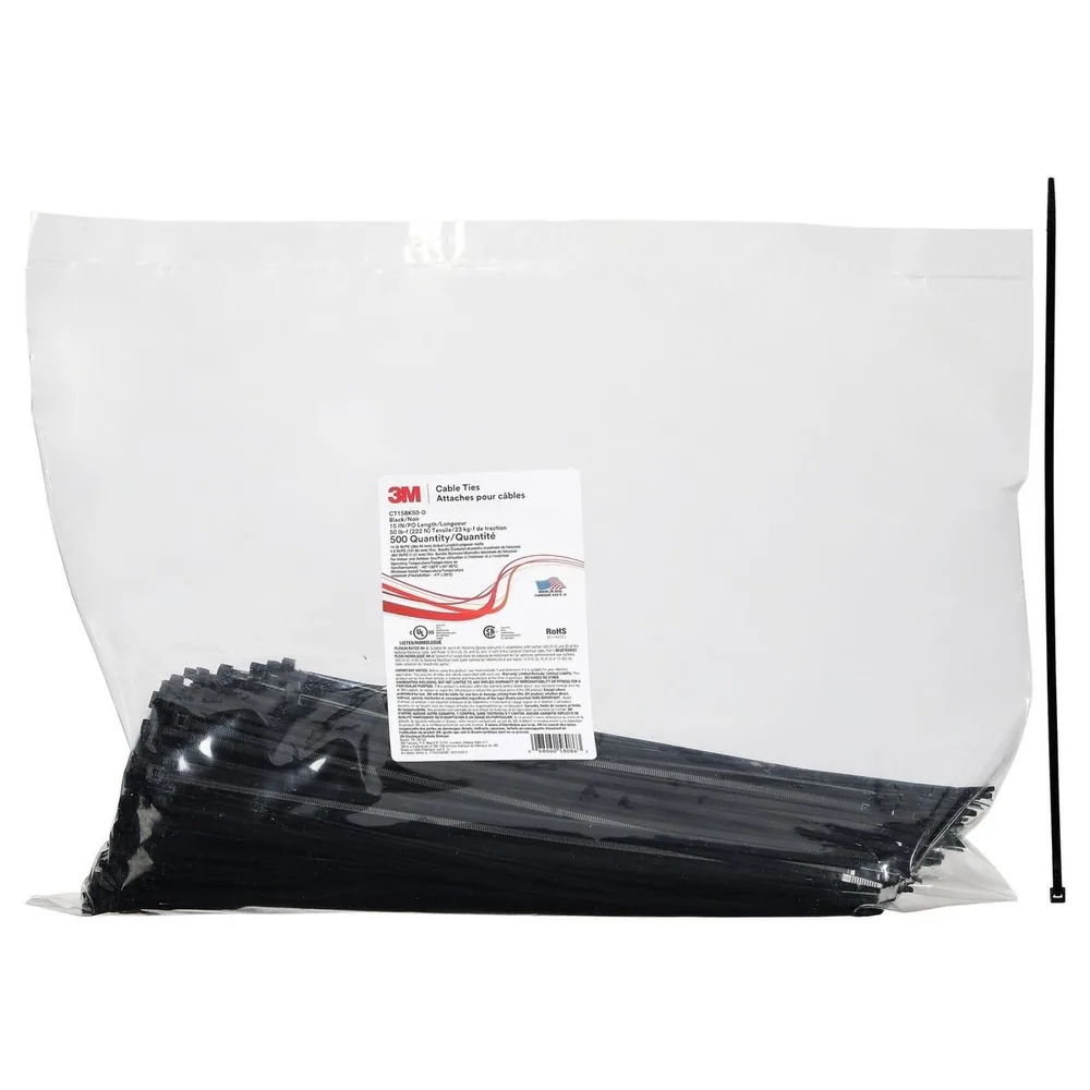 3M™ Cincho CT15BK50-D, Negro 15 pulgadas 50 lb, 500/Bolsa