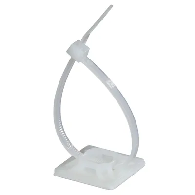 3M™ Cable Tie Mounting Base CTB1X1NTA-C, Natural 1 x 1, 4-way Adhesive Mount