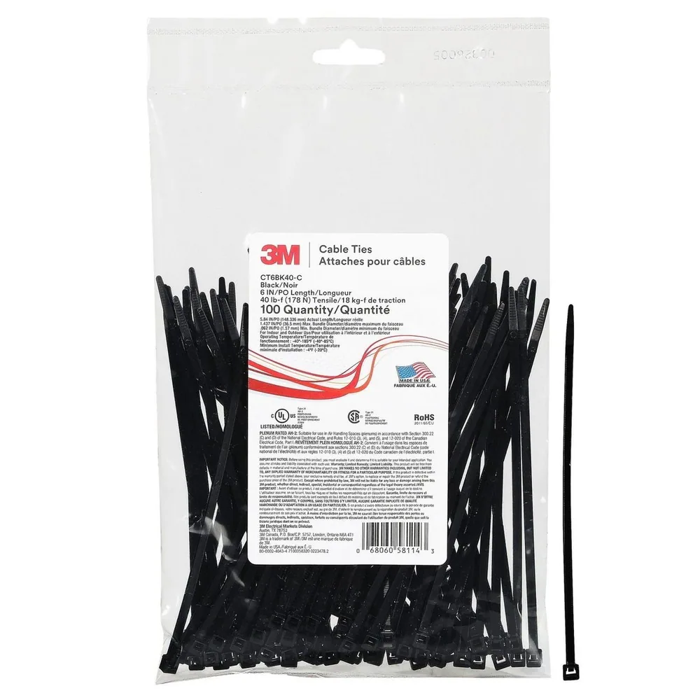 3M™ Cincho CT6BK40-C, Negro 6 pulgadas 40 lb