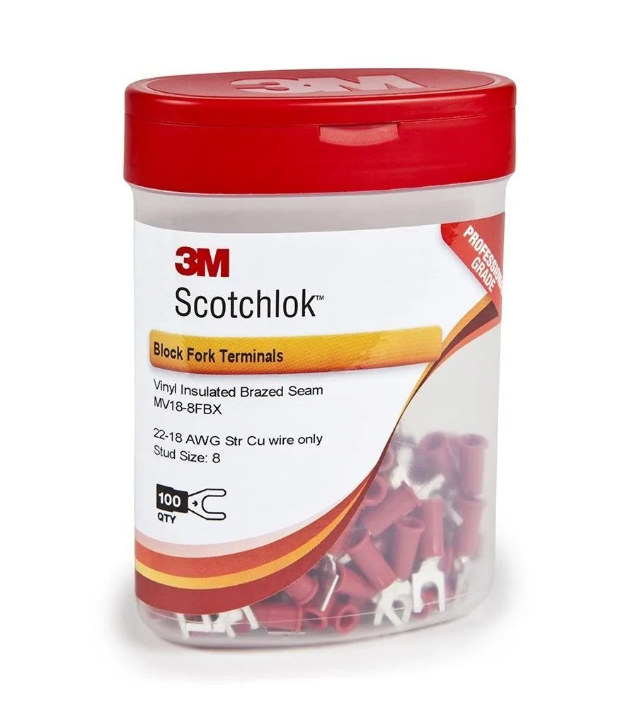 3M™ Scotchlok™ Terminal de Horquilla Tipo Bloque Aislada con Vinil, MV18-8FBX, apta para su uso en un bloque de terminales
