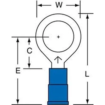 3M™ Scotchlok™ Ring Nylon Insulated, MNG14-38RX, standard-style ring tongue fits around the stud