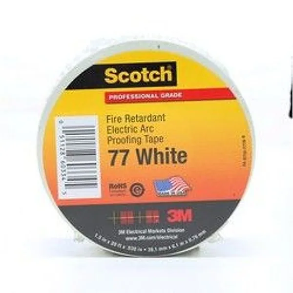 Cinta Scotch® Retardante a la Flama para Protección contra Arco Eléctrico 77W, 1-1/2 in x 20 ft, Blanco/Gris