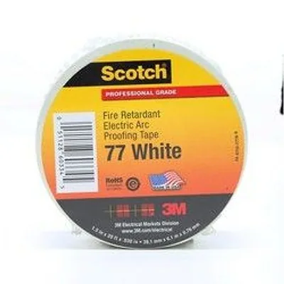 Scotch® Fire-Retardant Electric Arc Proofing Tape 77W, 1-1/2 in x 20 ft, White/Gray
