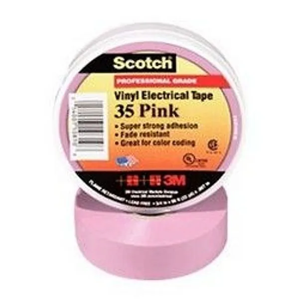 Scotch® Cinta de Aislar de Vinil Codificación por Color 35, 3/4 in x 66 ft, Rosa