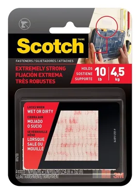 Scotch™ Extreme Fasteners RF6730, Clear, 1 in x 3 in (25.4 mm x 76.2 mm)