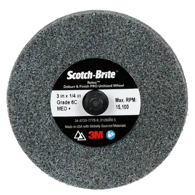 Scotch-Brite™ Roloc™ Deburr & Finish PRO Unitized Wheel, DP-UR, 6C Medium+, TR, 3 in x 1/4 in