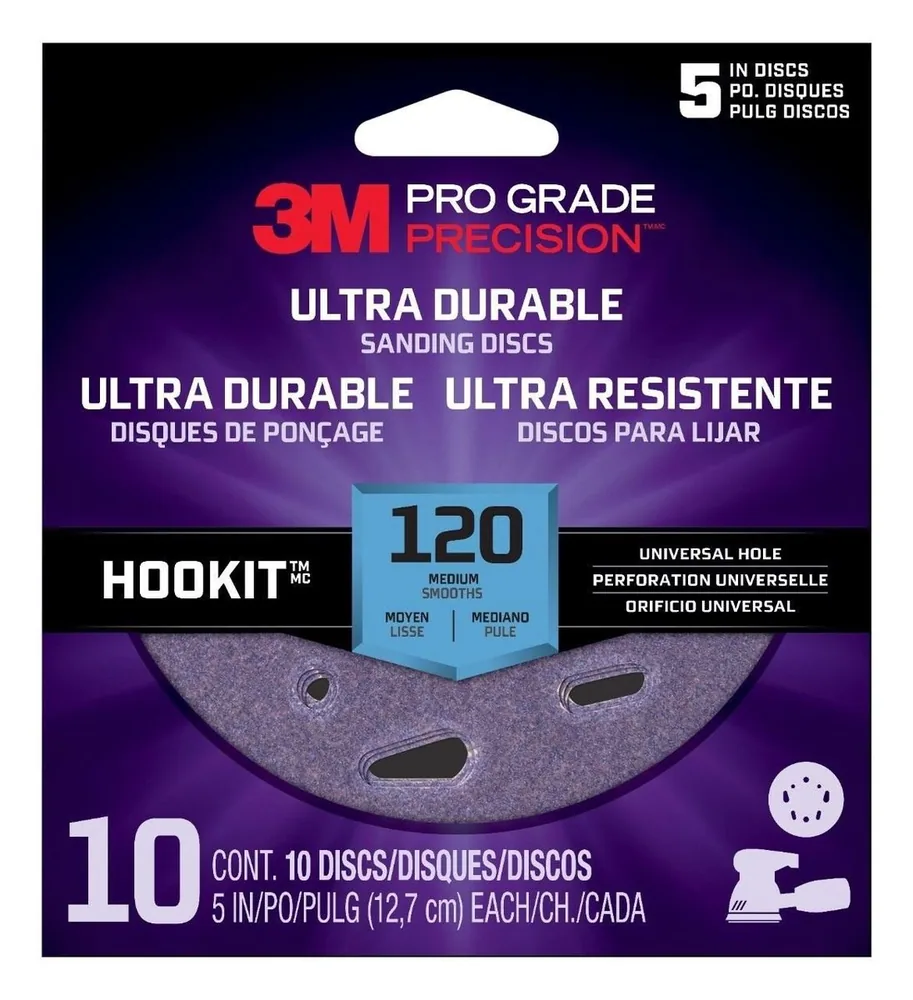 Disco de Lija Universal Ultra Duradero Pro Grade Precision™ 3M™ DUH5120TRI-10I, 5 inch UH, 120