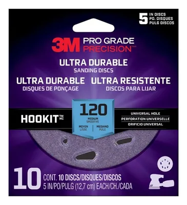 3M™ Pro Grade Precision™ Ultra Durable Universal Hole Sanding Disc DUH5120TRI-10I, 5 inch UH, 120