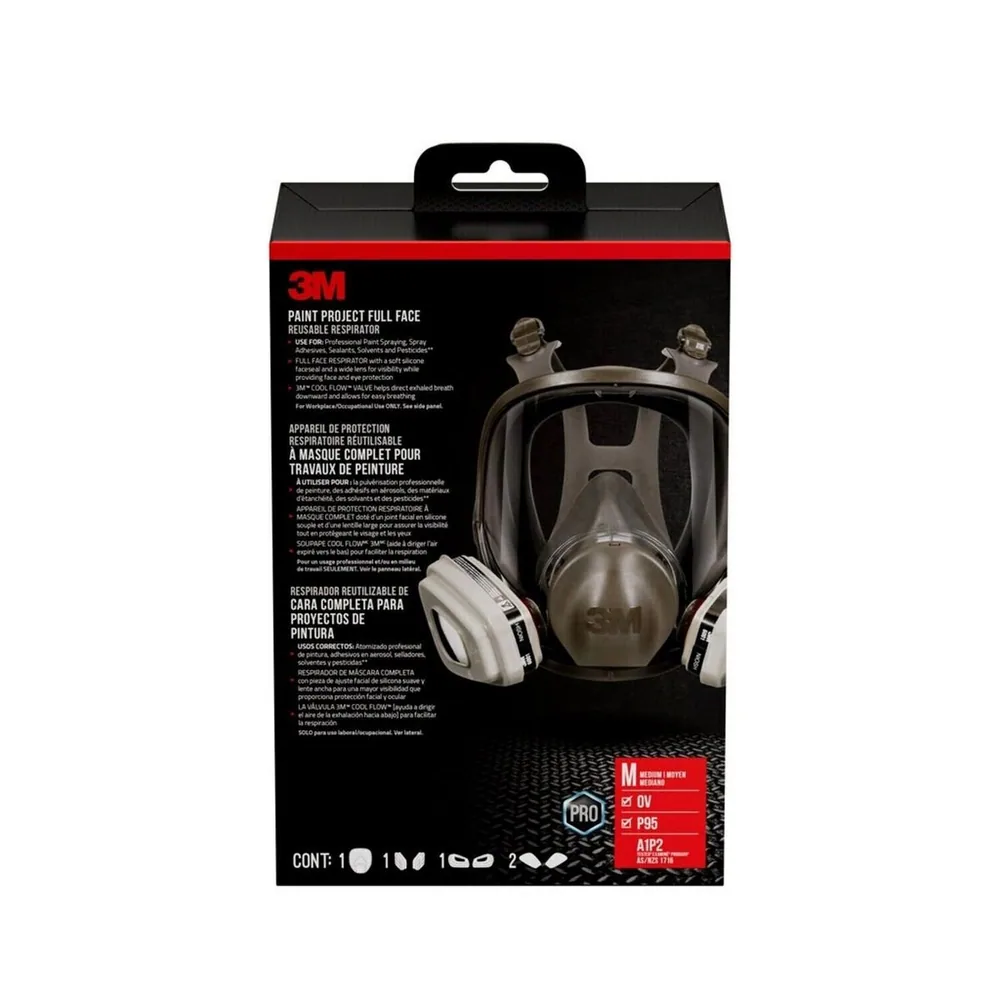 Respirador de Rostro Completo para Proyecto de Pintura 3M™ Full Face Paint Project Respirator, 68P71P1-DC, Tamaño Mediano