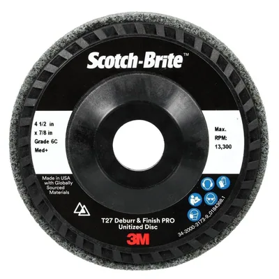 Scotch-Brite™ Deburr and Finish Pro Unitized Disc, DP-UD, 6C Medium+, 4-1/2 in x 7/8 in, Type 27, Nylon