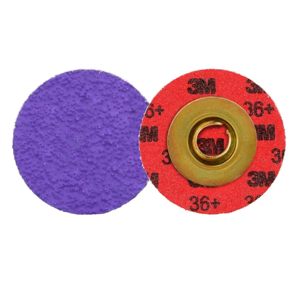 Disco Roloc™ de borde duradero 3M™ Cubitron™ 3, 1184F, 36+ Peso YF, TSM, Morado, 1-1/2 in, Dado RS150SM, 50/Cartón