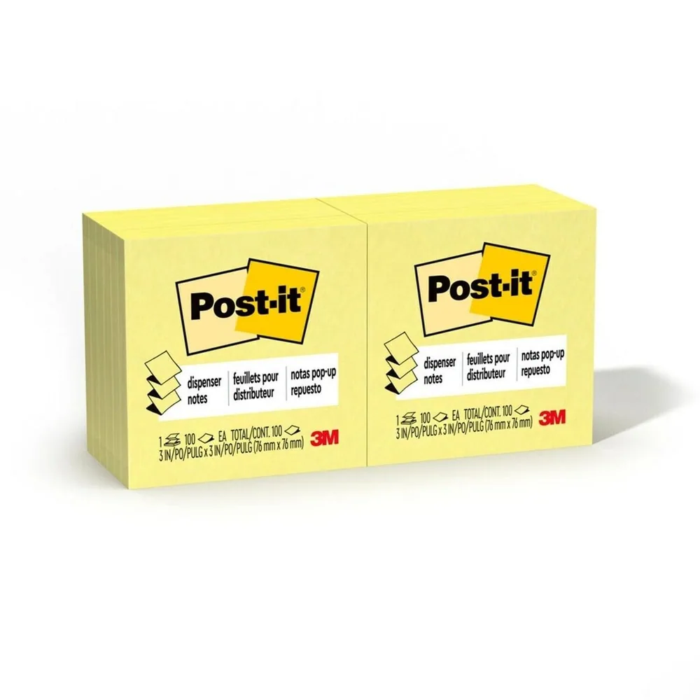 Dispensador Post-it® Notas Emergentes R330-YW, Amarillo Canario, 3 in x 3 in (7.62 cm x 7.62 cm), 100% PEFC, SGSCH-PEFC-COC-110078