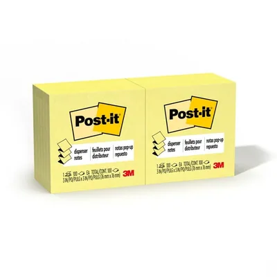 Post-it® Dispenser Pop-up Notes R330-YW, Canary Yellow, 3 in x 3 in (7.62 cm x 7.62 cm), 100% PEFC, SGSCH-PEFC-COC-110078