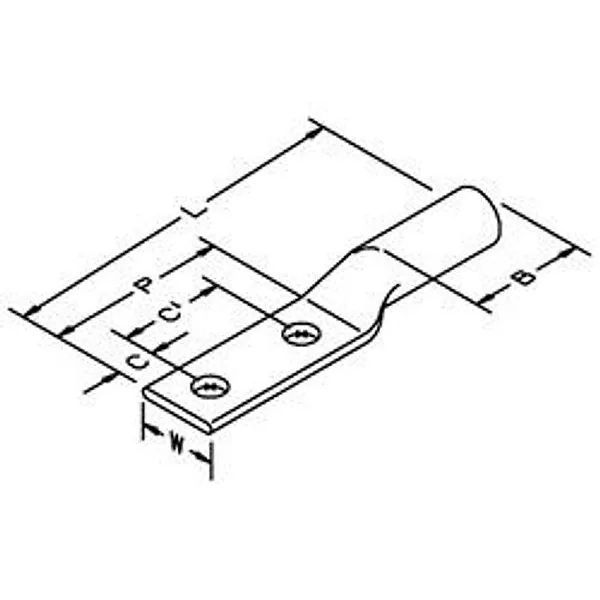 3M™ Scotchlok™ Zapata de Barril Largo de Cobre, Dos Agujeros, 31137, hasta 35 kV, 2/0 AWG, Negro