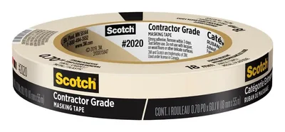 Cinta Scotch® de Enmascarar Grado Contratista 2020-18AP, 0.70 in x 60.1 yd (18mm x 55m)
