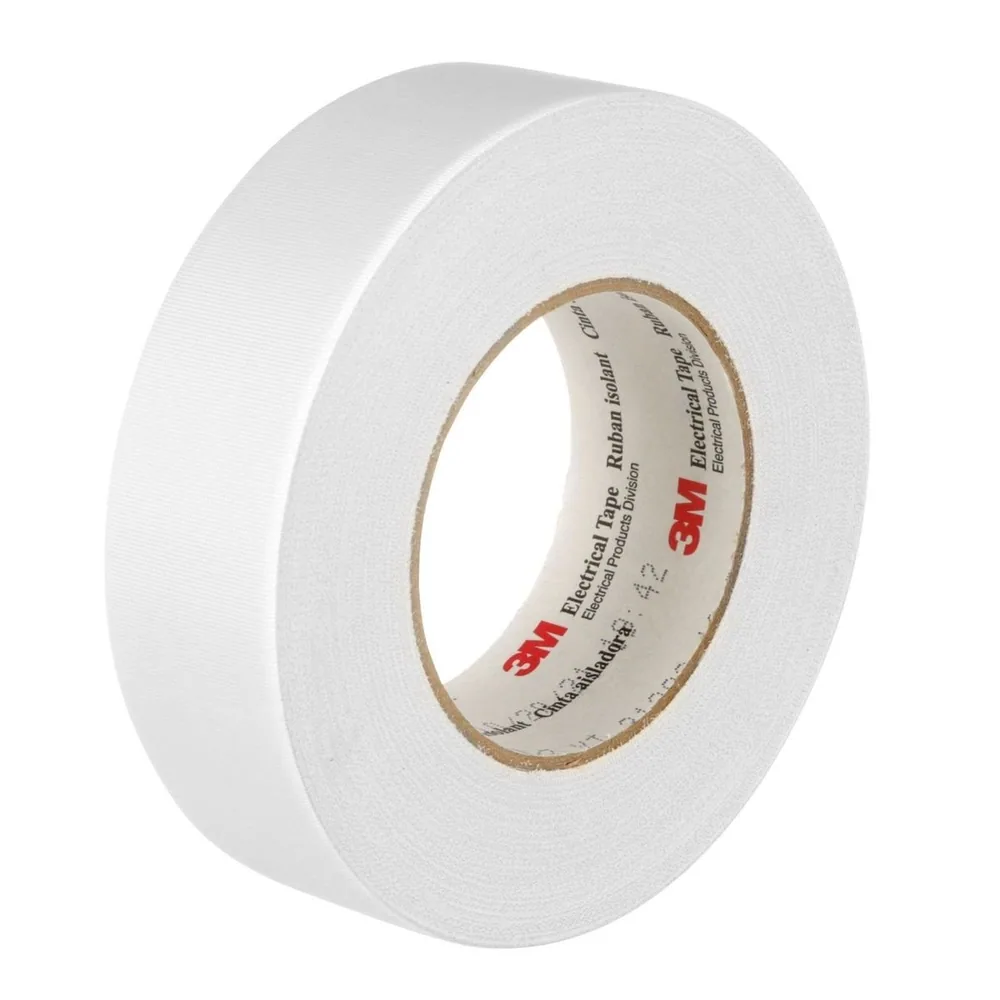 3M™ Cinta Eléctrica de Tela de Vidrio 27, Blanco, Adhesivo Termoestable de Hule, 2 in x 60 yd (48,8 mm x 55 m)