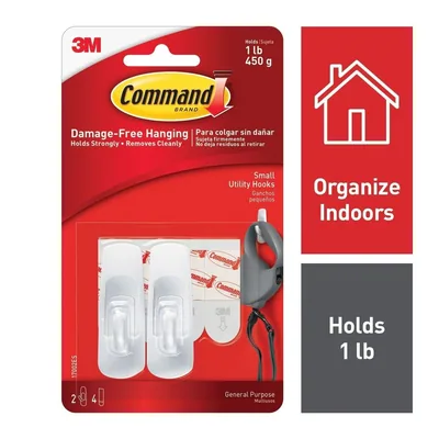 Command™ General Purpose Utility Small Hook 7002ES, 6 Pack/Bag