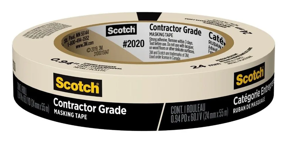 Cinta Scotch® de Enmascarar Grado Contratista 2020-24AP, 0.94 in x 60.1 yd (24mm x 55m)