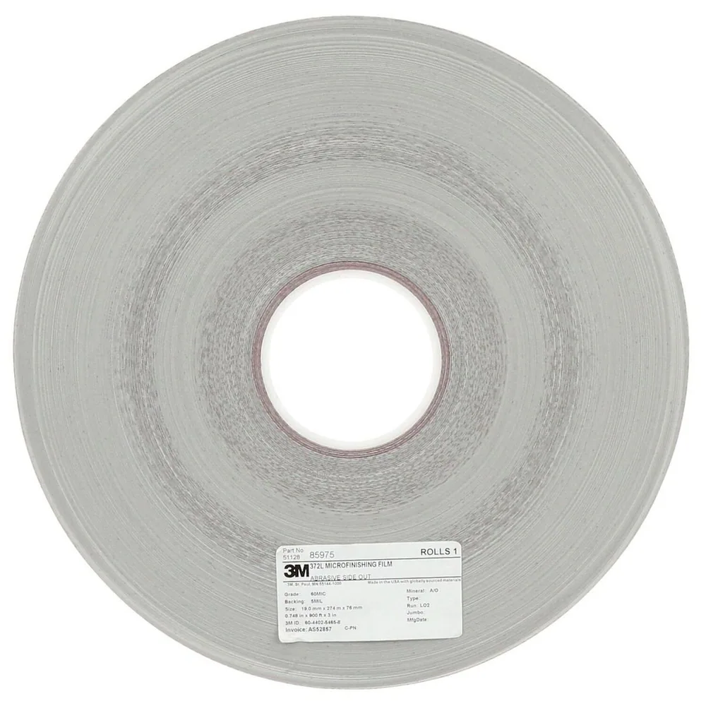 3M™ Rollo de Película de Microacabado 372L, 40 Micrón 5MIL, 8 in x 150 ft x 3 in (203.2mm x 45.75m), Núcleo de Plástico, ASO
