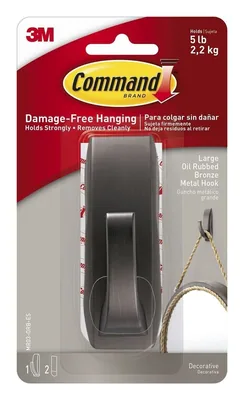 Command™ Modern Reflections Large Metal Hook MR03-ORB-ES, Oil Rubbed Bronze multis of 16