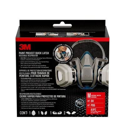 3M™ Respirador para Pintura con Cierre Rápido 6502QLPA1-A-PS, Tamaño Mediano