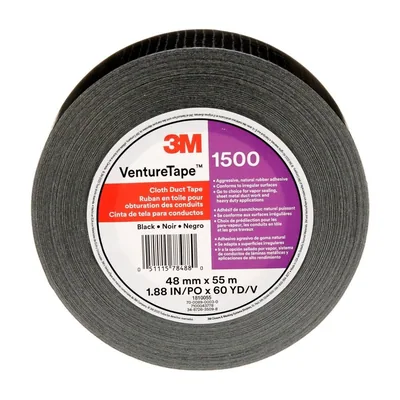 Cinta de Ducto de Tela Venture Tape™ 3M™ 1500, Negra, 48 mm x 55 m (1.88 in x 60.1 yd)