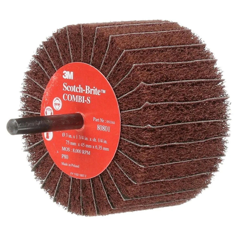 Muela Scotch-Brite™ Combi-S 80801, 3 in x 1-3/4 in 1/4 in Espiga 80 X-weight