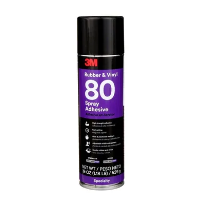 Adhesivo en Spray para Caucho y Vinil 3M™ 80, Amarillo, Lata de 24 fl oz (Peso Neto 19 oz), No disponible para la venta en CA y otros estados