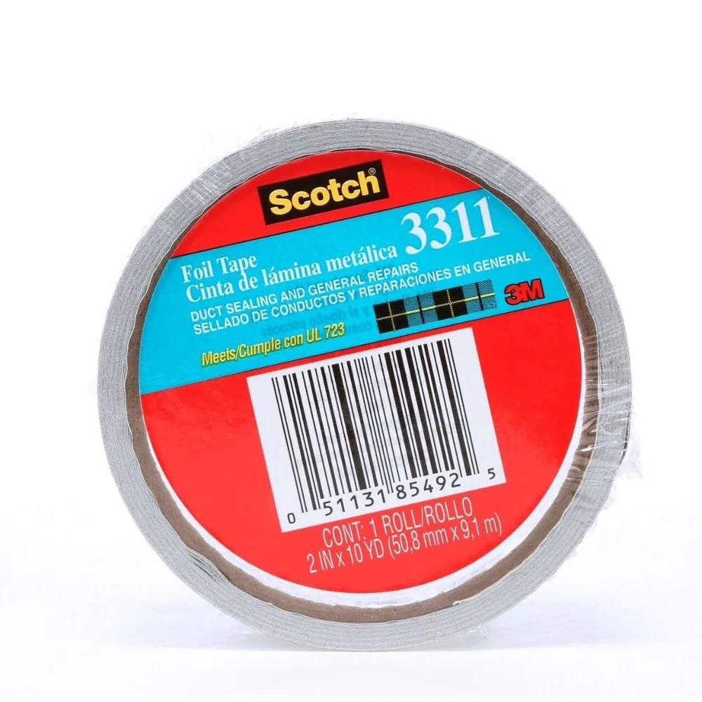 Cinta Scotch® de Aluminio 3311-10A, 2.0 in x 10 yd (50.8 mm x 9,1 m)
