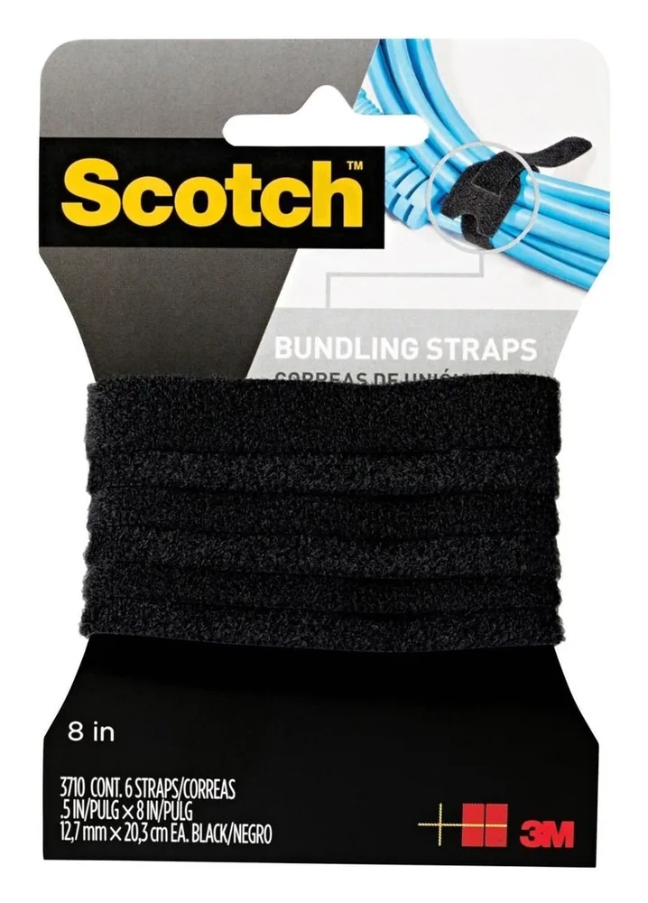Cinchos de Amarre Scotch™ RF3710, 0.5 in x 8 in, (12,7 mm x 20,3 cm) Negro