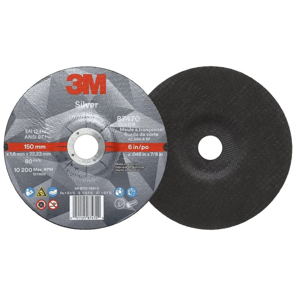 3M™ Disco de Corte Silver, 87470, 36+, T27, 6 in x 0.045 in x 7/8 in